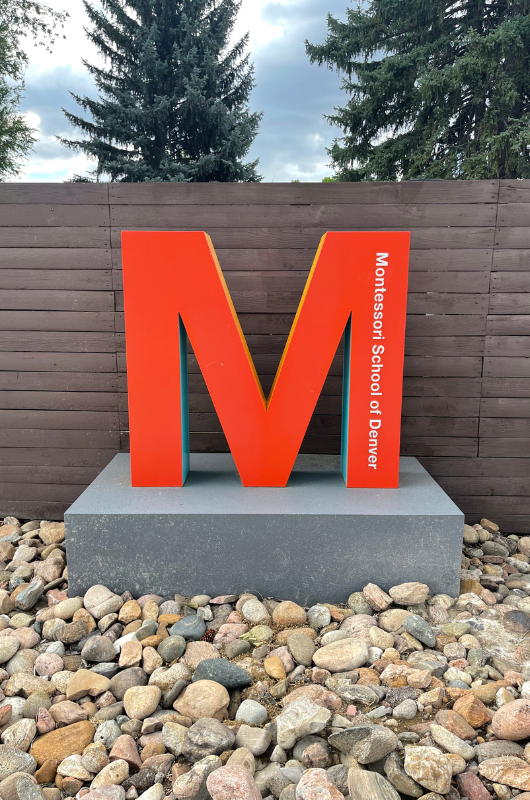 Montessori School of Denver exterior sign | The M of MSD is for Maria Montessori