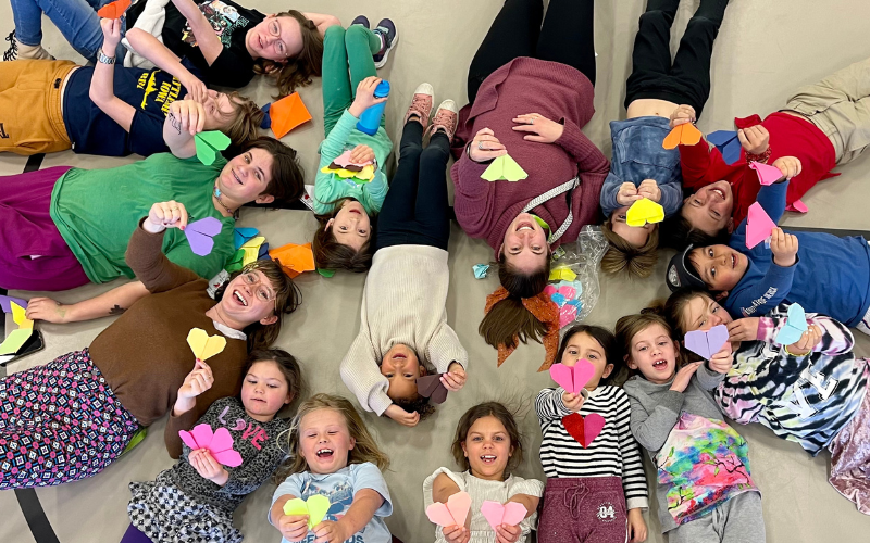 Montessori School of Denver students make origami hearts for Beehives | MSD Admissions