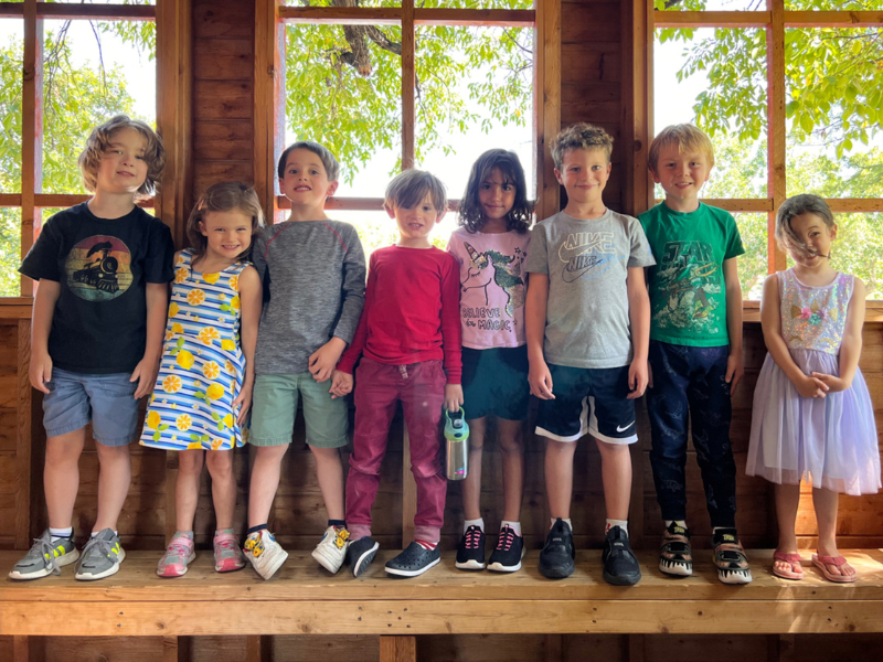 Montessori School of Denver Primary students in student-designed treehouse | Belong. Be MSD.